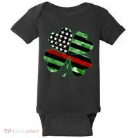 Thin Red Line St Patrick's Day Irish Clover Baby Bodysuit thumb 0
