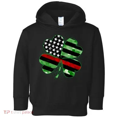 Thin Red Line St Patrick's Day Irish Clover Toddler Hoodie