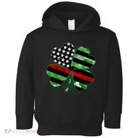 Thin Red Line St Patrick's Day Irish Clover Toddler Hoodie thumb 0