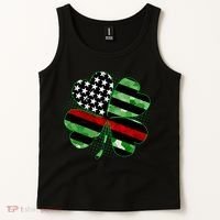 Thin Red Line St Patrick's Day Irish Clover Tank Top thumb 2
