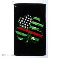 Thin Red Line St Patrick's Day Irish Clover Golf Towel thumb 0