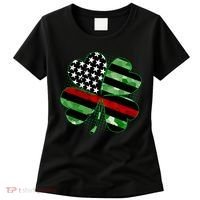 Thin Red Line St Patrick's Day Irish Clover Women's T-Shirt thumb 0
