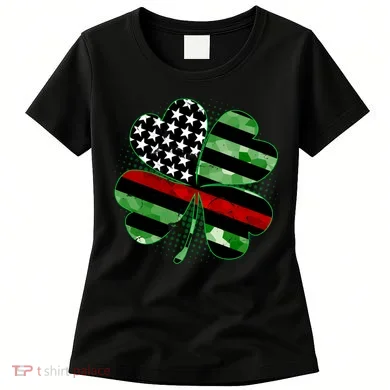 Thin Red Line St Patrick's Day Irish Clover Women's T-Shirt
