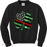 Thin Red Line St Patrick's Day Irish Clover Kids Sweatshirt thumb 0