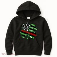 Thin Red Line St Patrick's Day Irish Clover Kids Hoodie thumb 0