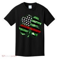 Thin Red Line St Patrick's Day Irish Clover Kids T-Shirt thumb 0