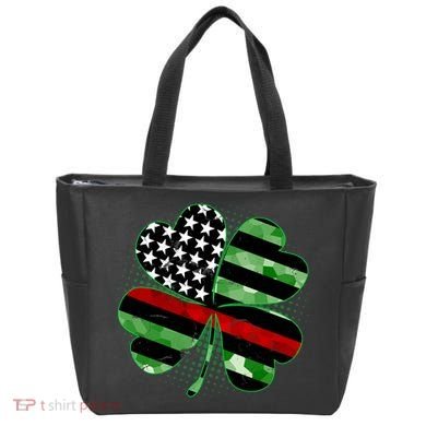 Thin Red Line St Patrick's Day Irish Clover Tote Bag