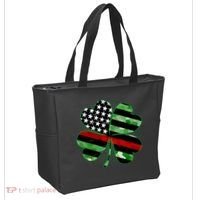 Thin Red Line St Patrick's Day Irish Clover Tote Bag thumb 2