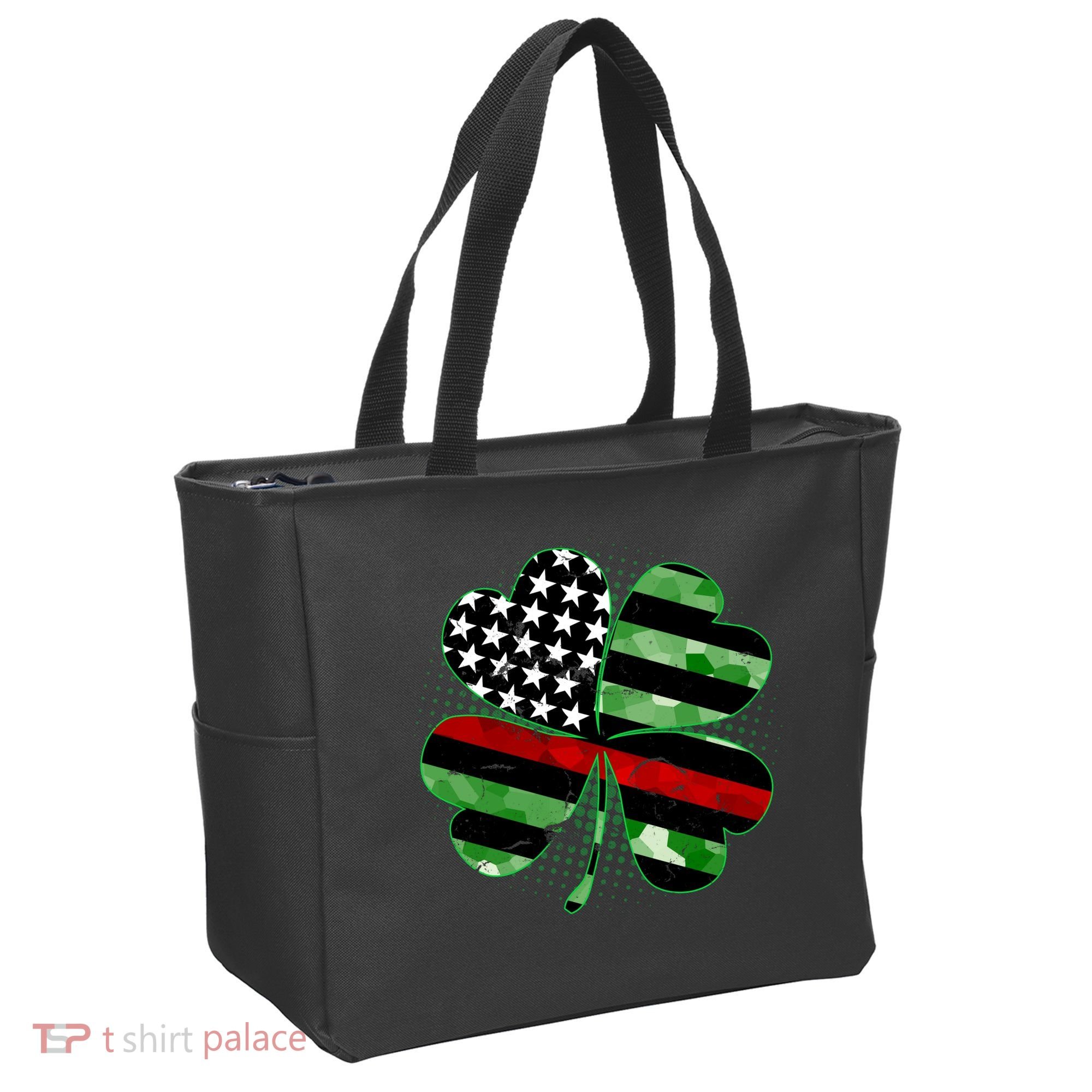 Thin Red Line St Patrick's Day Irish Clover Tote Bag