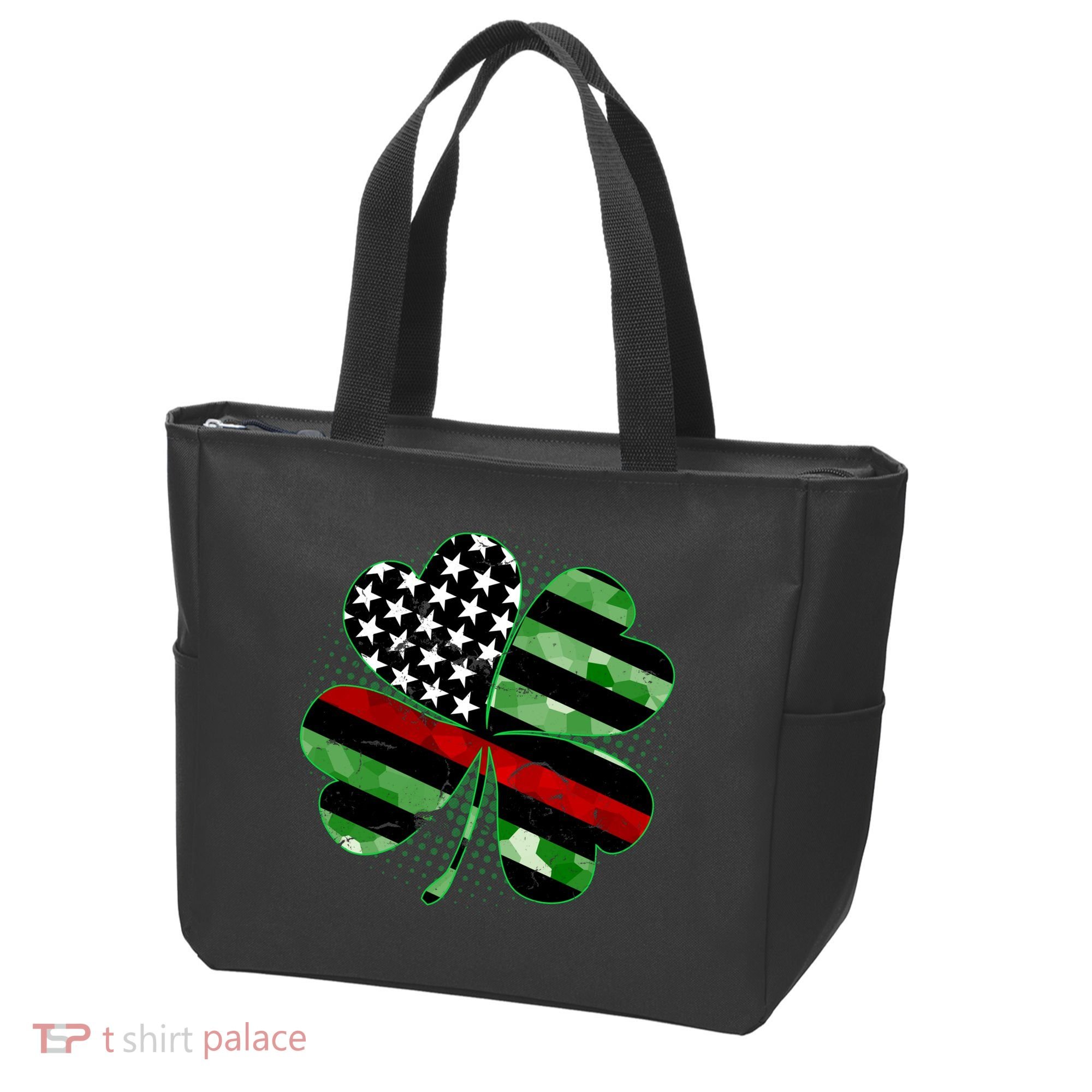 Thin Red Line St Patrick's Day Irish Clover Tote Bag