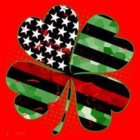 Thin Red Line St Patrick's Day Irish Clover Santa Hat thumb 1