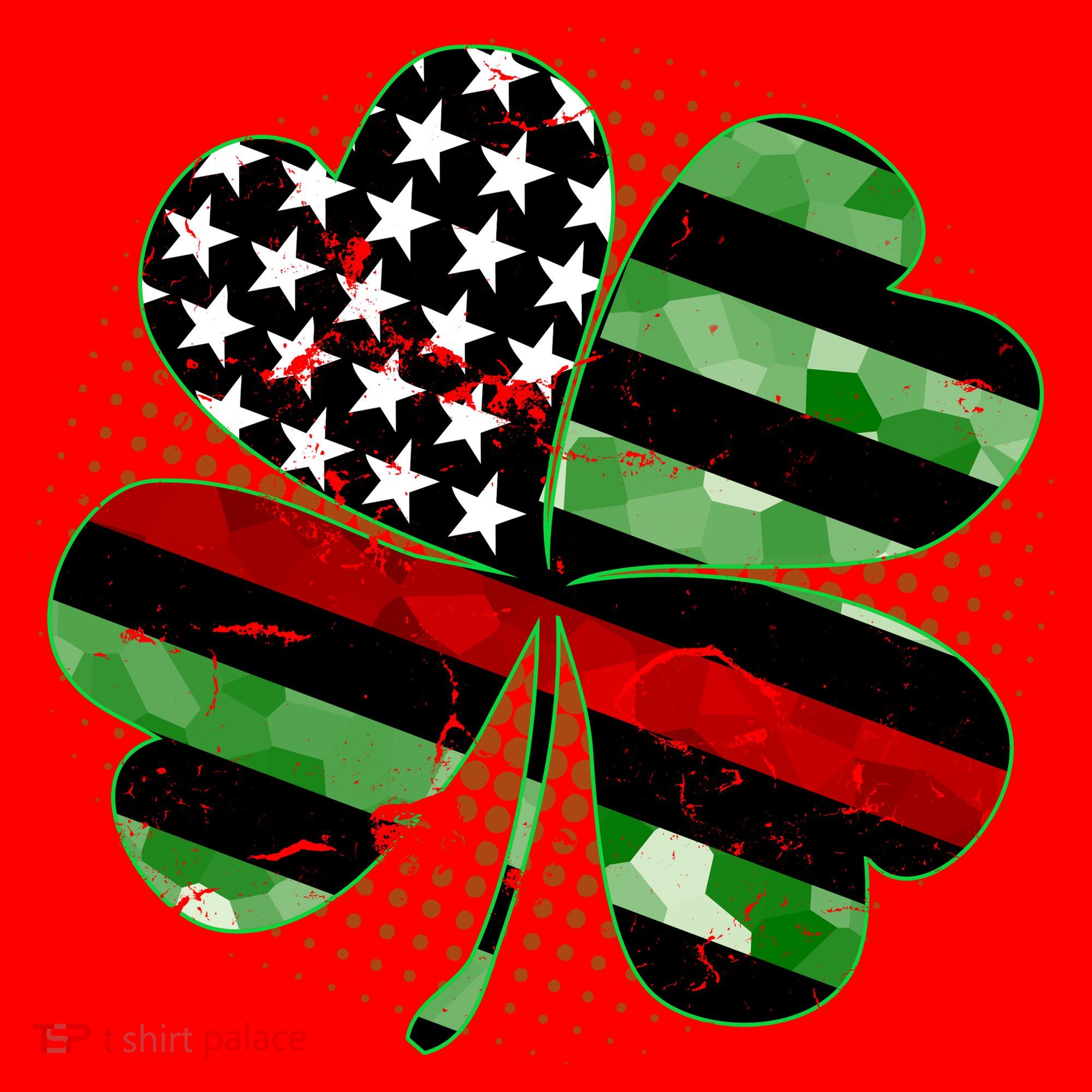 Thin Red Line St Patrick's Day Irish Clover Santa Hat