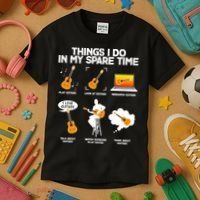 Things I Do In My Spare Time Guitar Fan Kids T-Shirt thumb 3