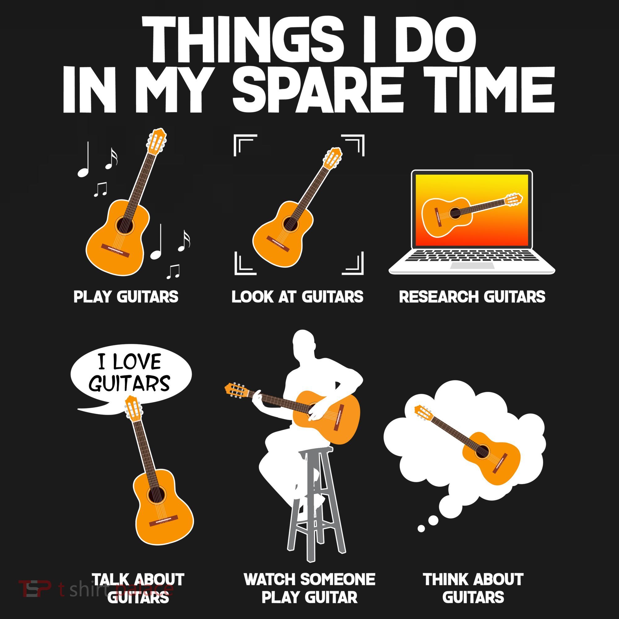 Things I Do In My Spare Time Guitar Fan Kids T-Shirt