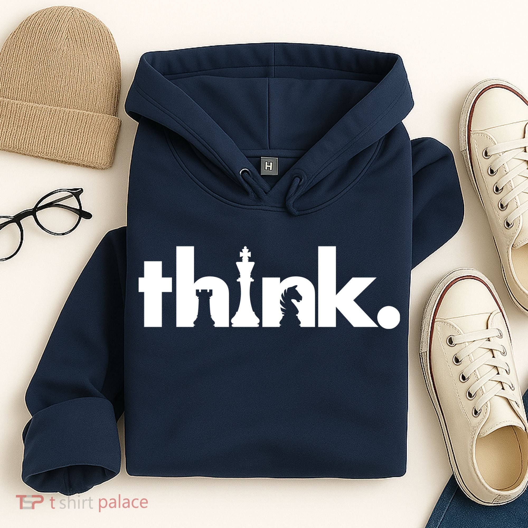 Think Chess Lover King Knight Rook Hoodie