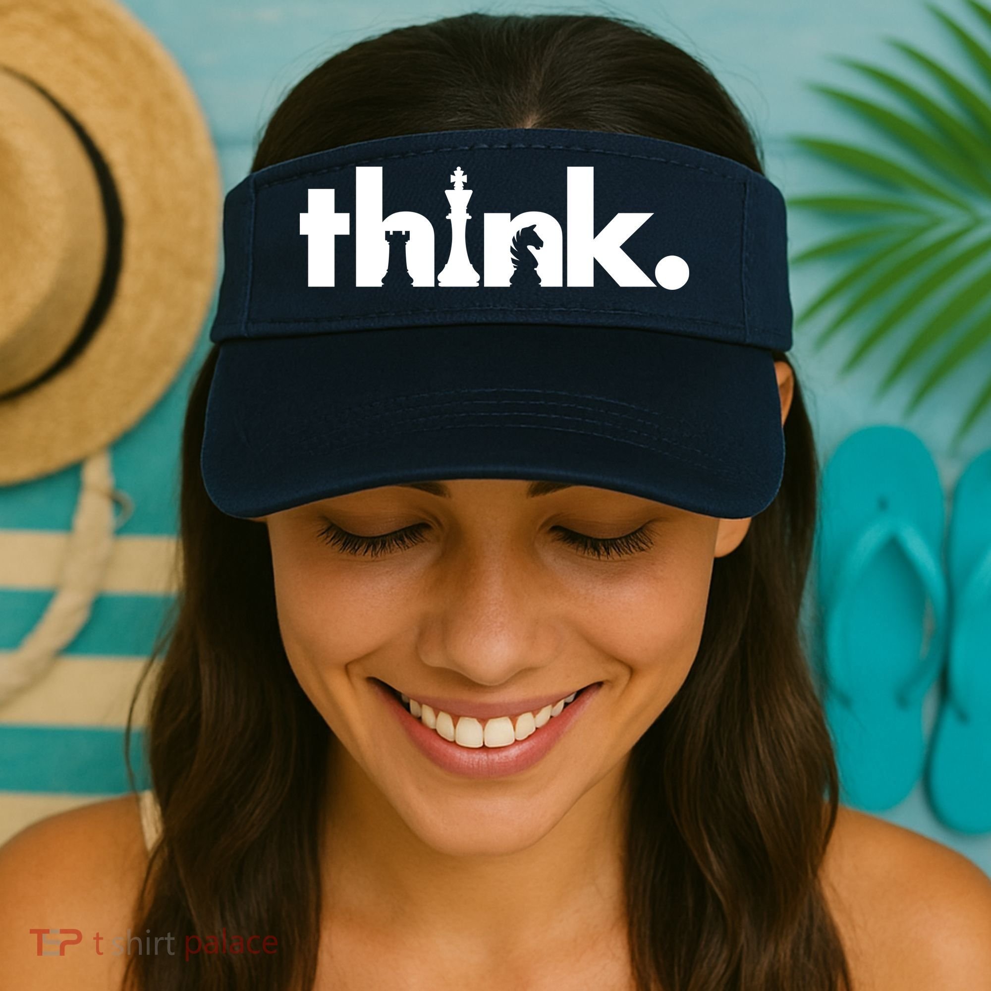 Think Chess Lover King Knight Rook Visor