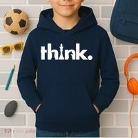 Think Chess Lover King Knight Rook Kids Hoodie thumb 2