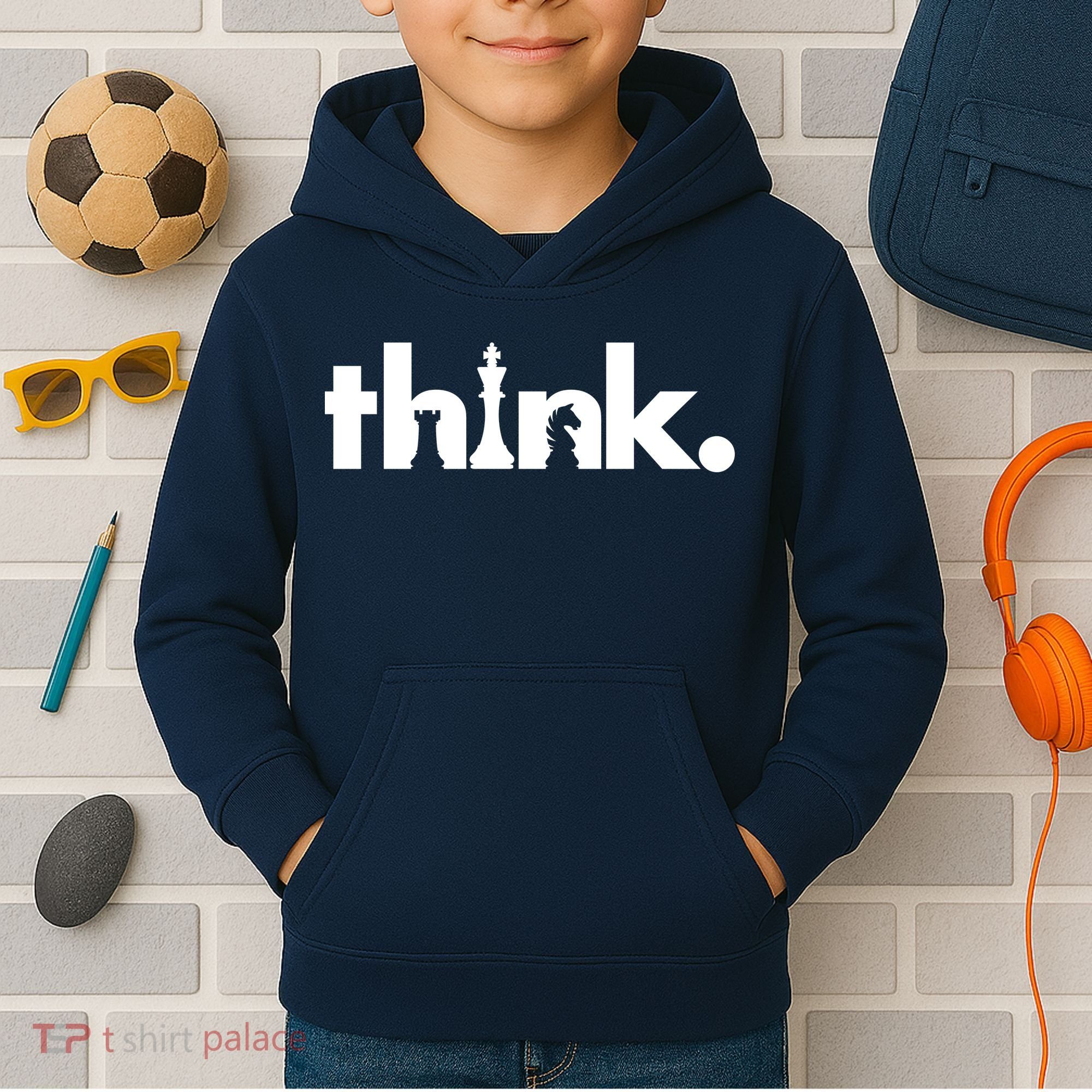 Think Chess Lover King Knight Rook Kids Hoodie