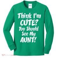 Think I'm Cute? See My Auntie Kids Long Sleeve Shirt thumb 0