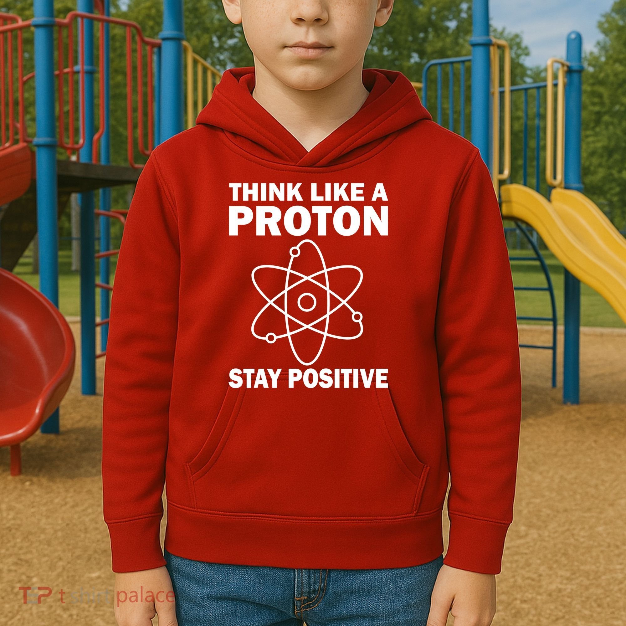 Think Like A Proton Stay Positive Kids Hoodie