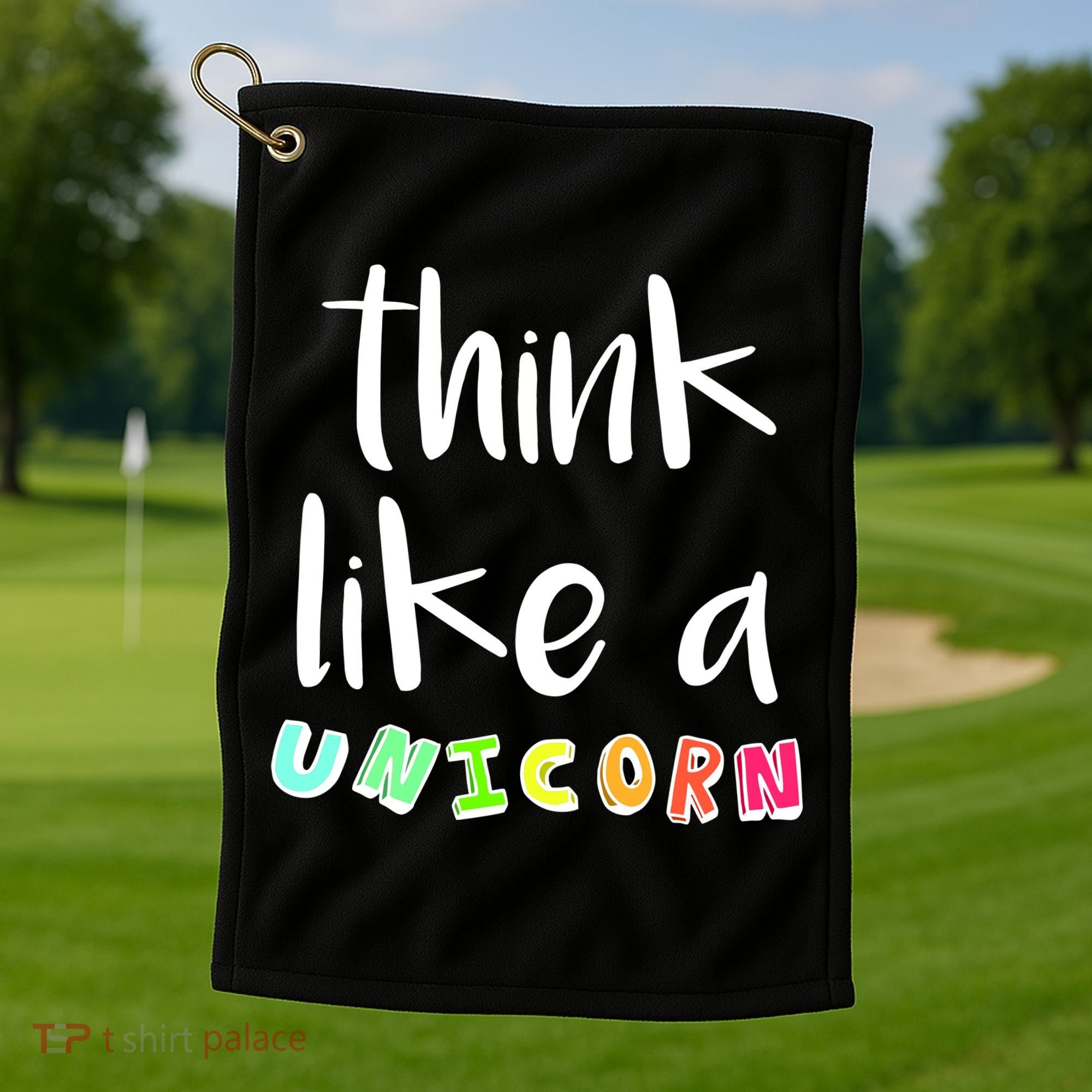 Think Like A Unicorn Golf Towel