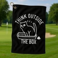 Think Outside The Box Cat Poop Golf Towel thumb 1