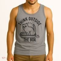 Think Outside The Box Cat Poop Tank Top thumb 3