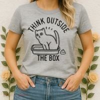 Think Outside The Box Cat Poop Women's T-Shirt thumb 2