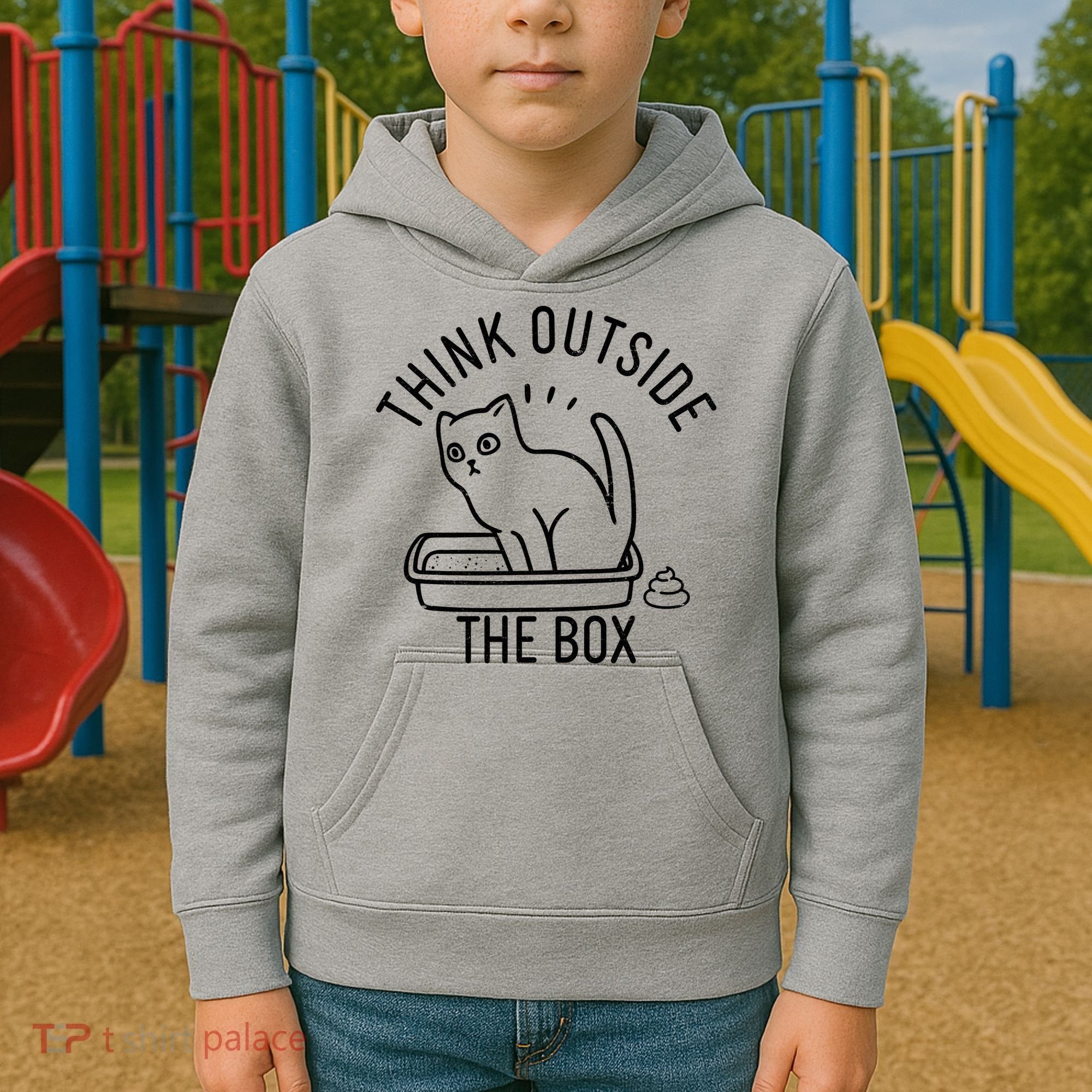 Think Outside The Box Cat Poop Kids Hoodie