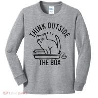 Think Outside The Box Cat Poop Kids Long Sleeve Shirt thumb 0