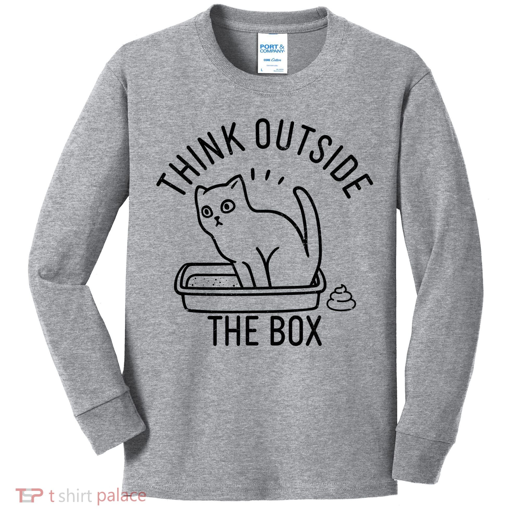 Think Outside The Box Cat Poop Kids Long Sleeve Shirt