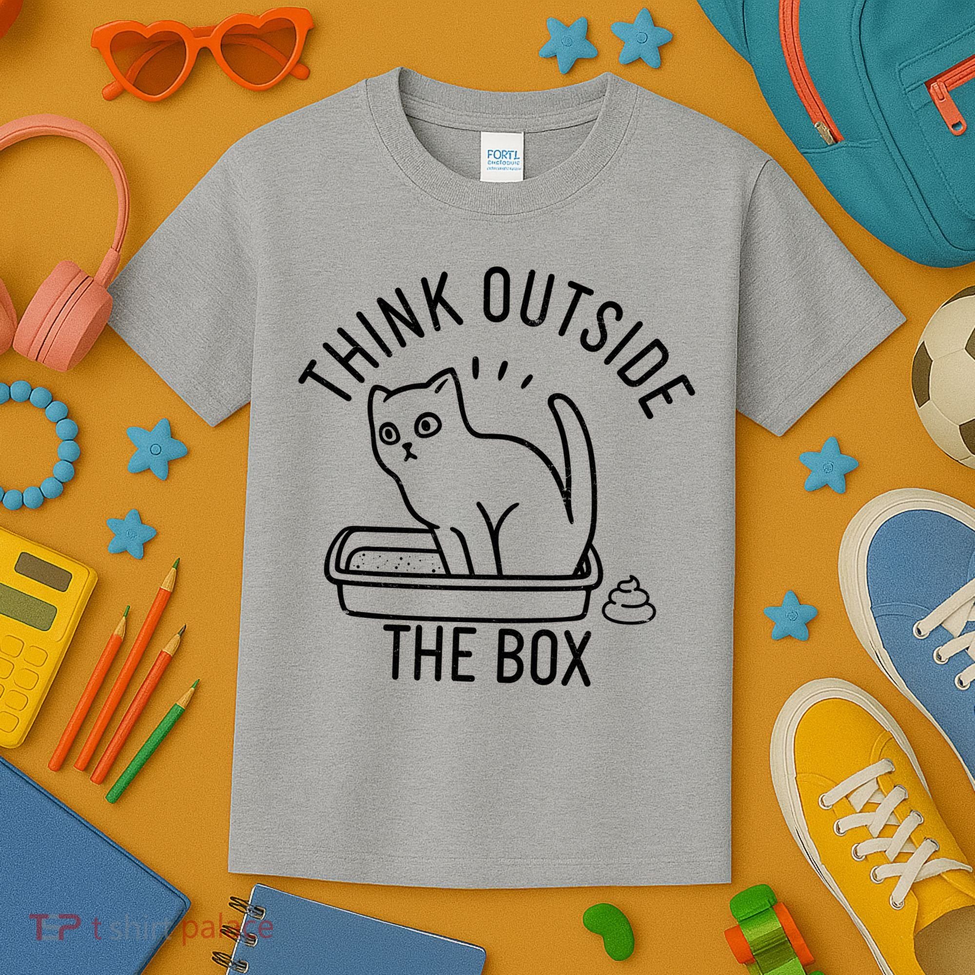 Think Outside The Box Cat Poop Kids T-Shirt
