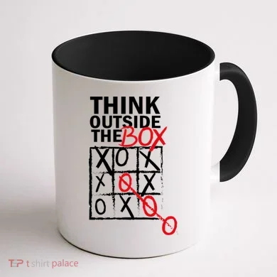 Think Outside The Box Tic Tac Toe Coffee Mug back