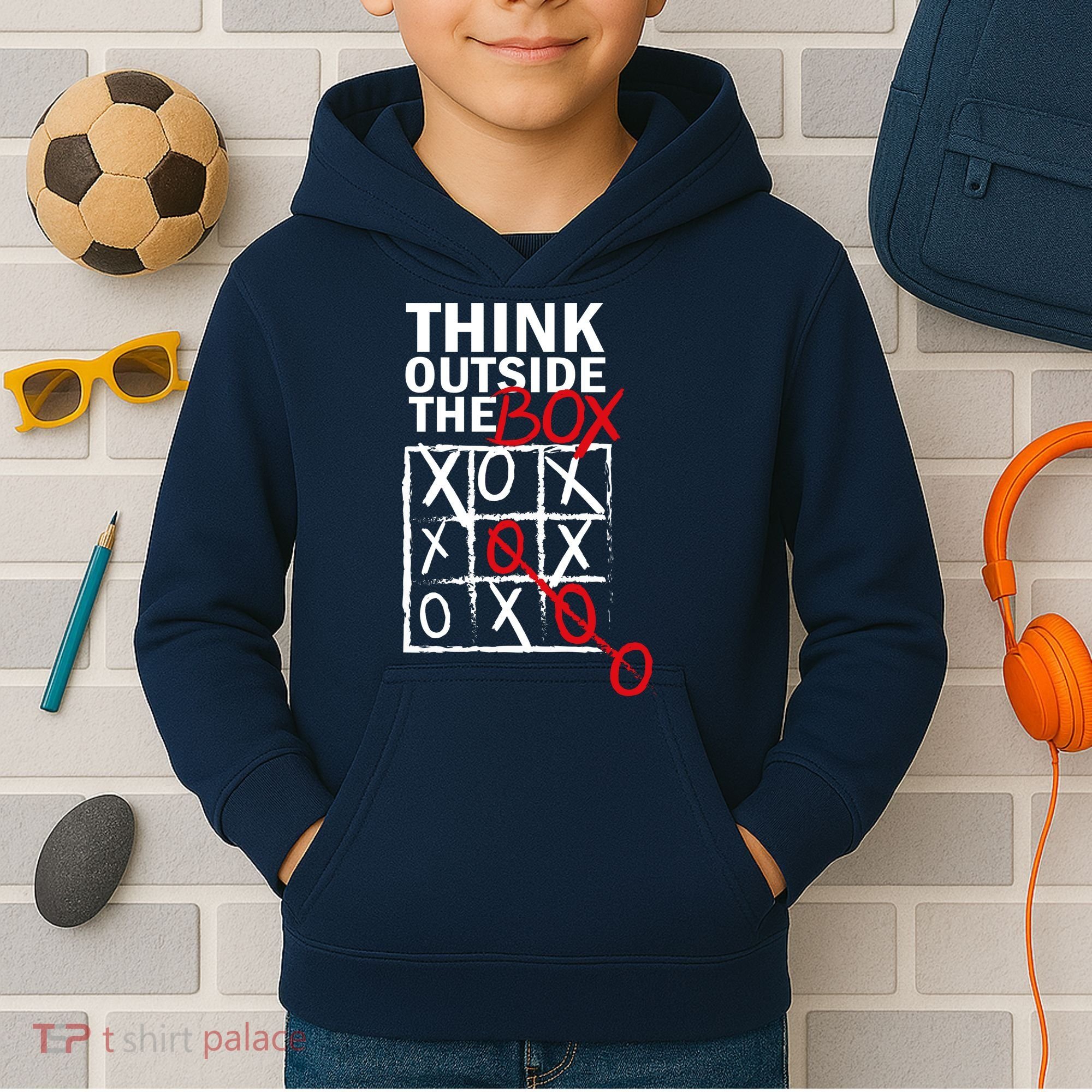 Think Outside The Box Tic Tac Toe Kids Hoodie