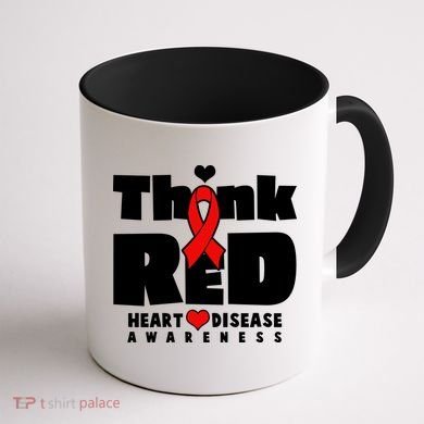 Think Red Heart Disease Awareness Coffee Mug back