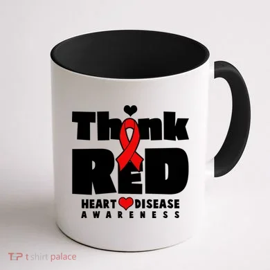 Think Red Heart Disease Awareness Coffee Mug back