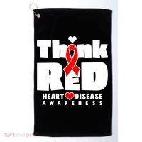 Think Red Heart Disease Awareness Golf Towel thumb 0