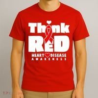 Think Red Heart Disease Awareness T-Shirt thumb 3