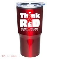 Think Red Heart Disease Awareness Tumbler thumb 0