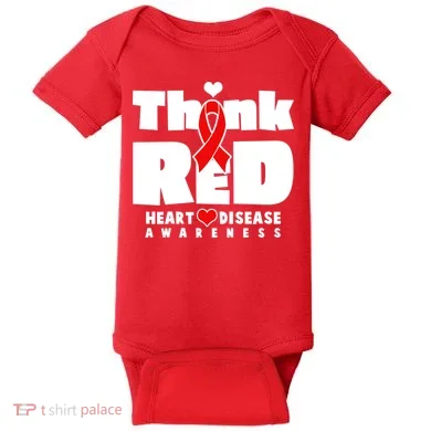 Think Red Heart Disease Awareness Baby Bodysuit