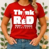 Think Red Heart Disease Awareness Women's T-Shirt thumb 2