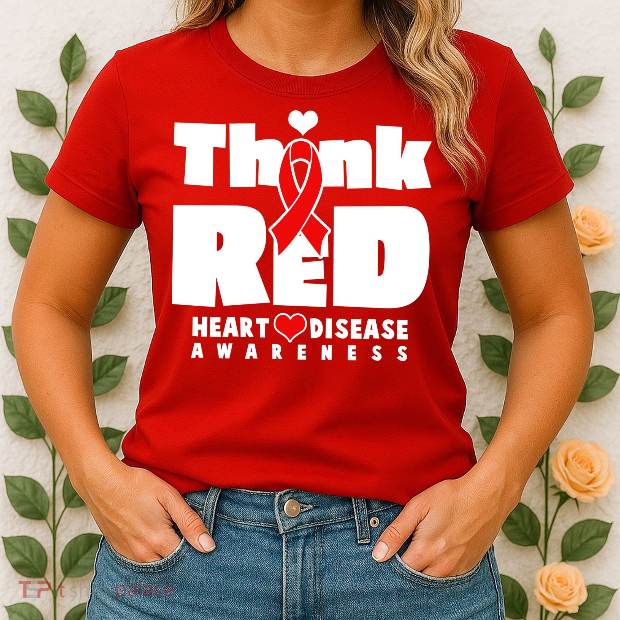 Think Red Heart Disease Awareness Women's T-Shirt