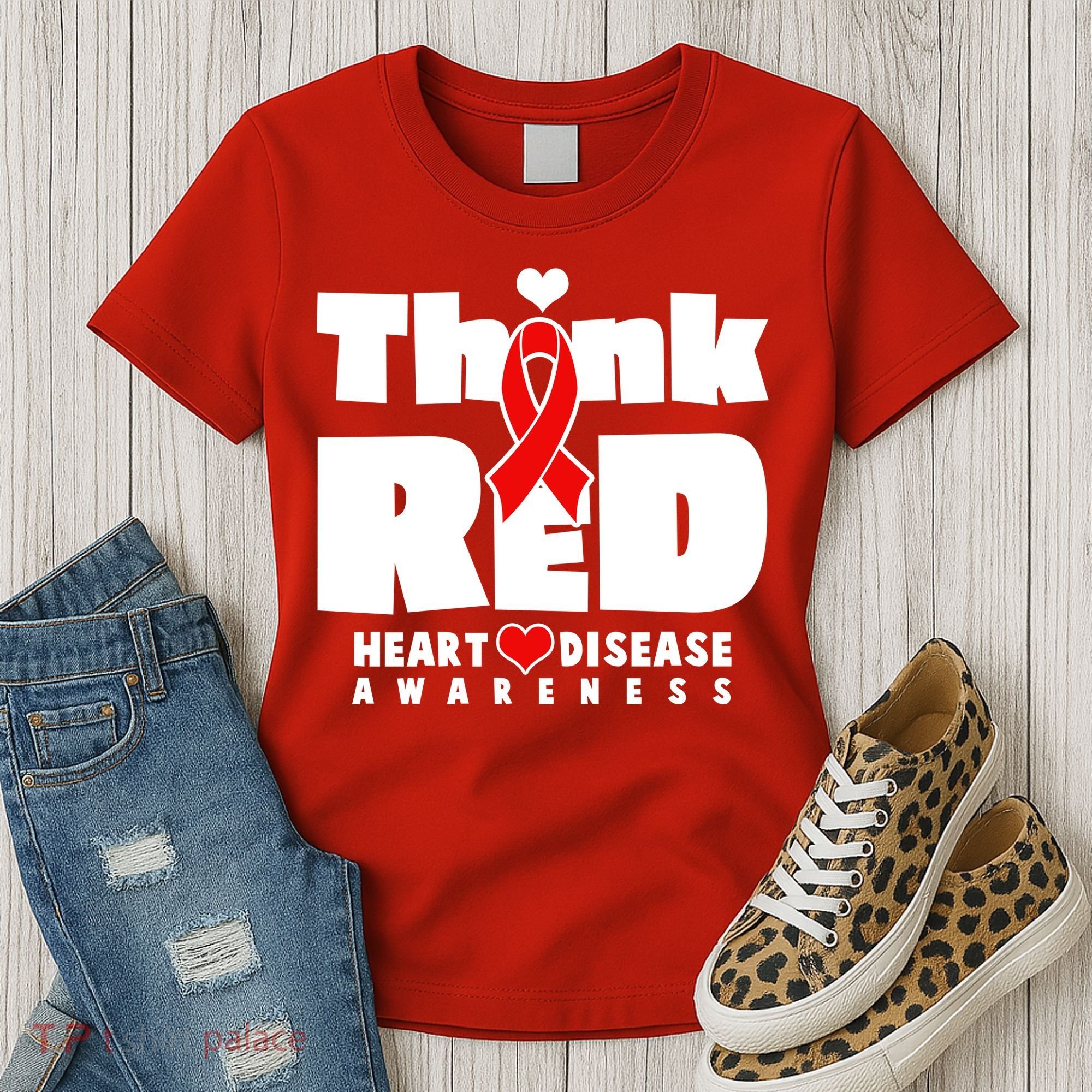 Think Red Heart Disease Awareness Women's T-Shirt