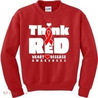 Think Red Heart Disease Awareness Kids Sweatshirt thumb 0