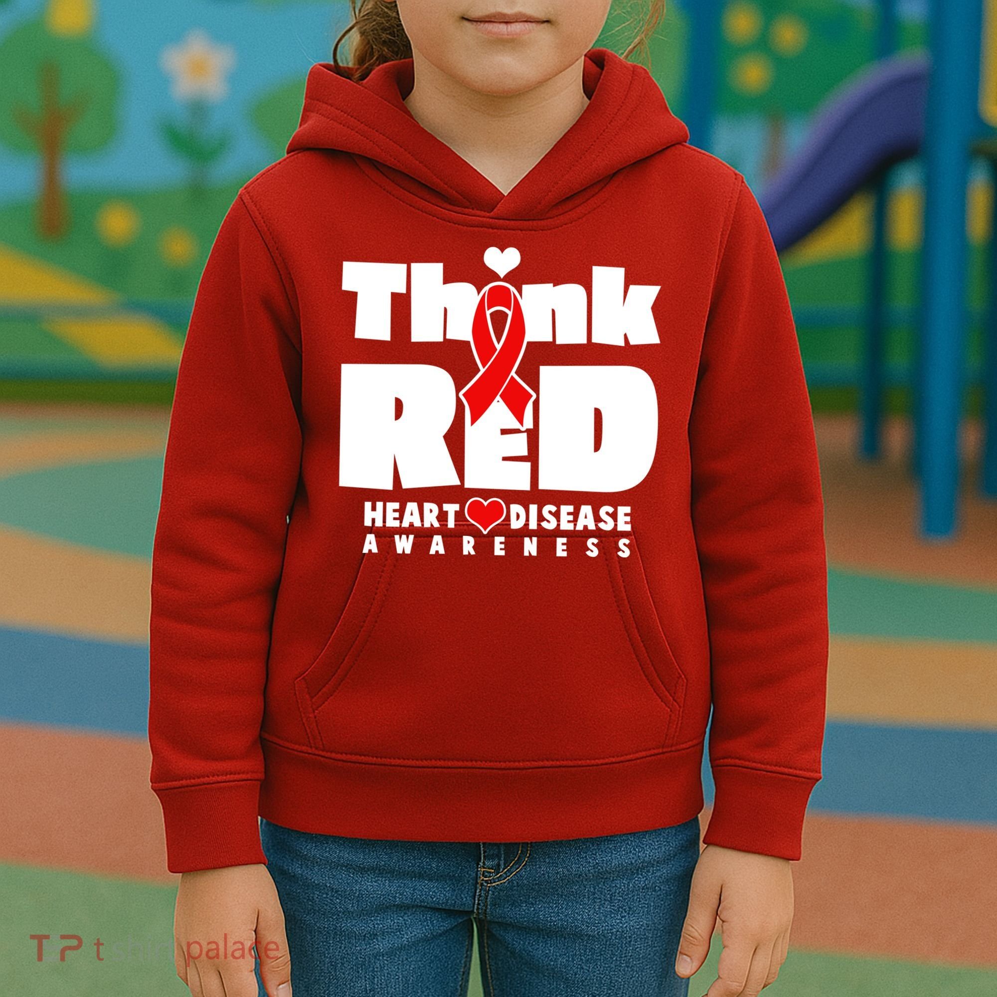Think Red Heart Disease Awareness Kids Hoodie