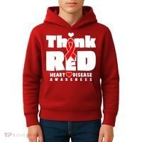 Think Red Heart Disease Awareness Kids Hoodie thumb 4