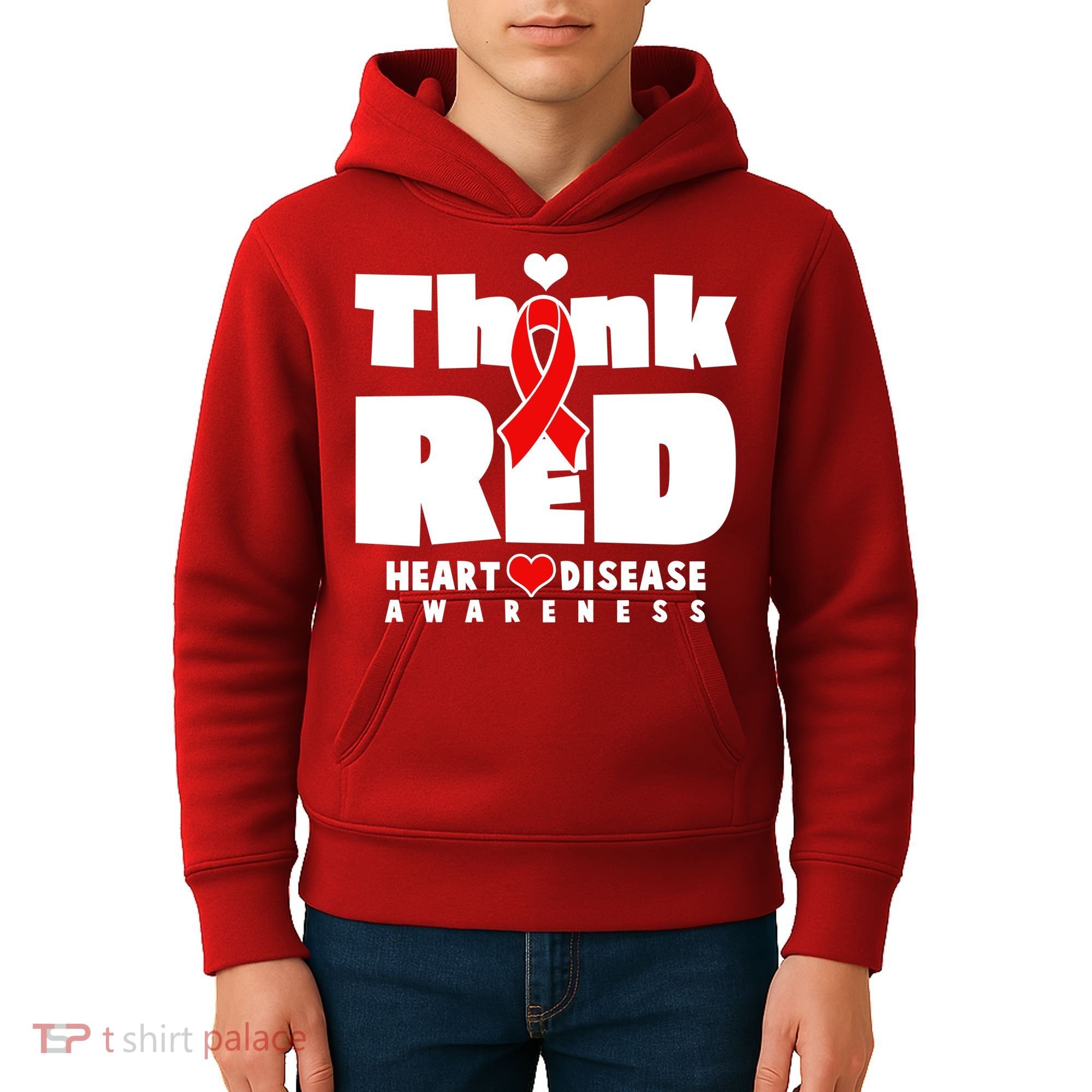 Think Red Heart Disease Awareness Kids Hoodie