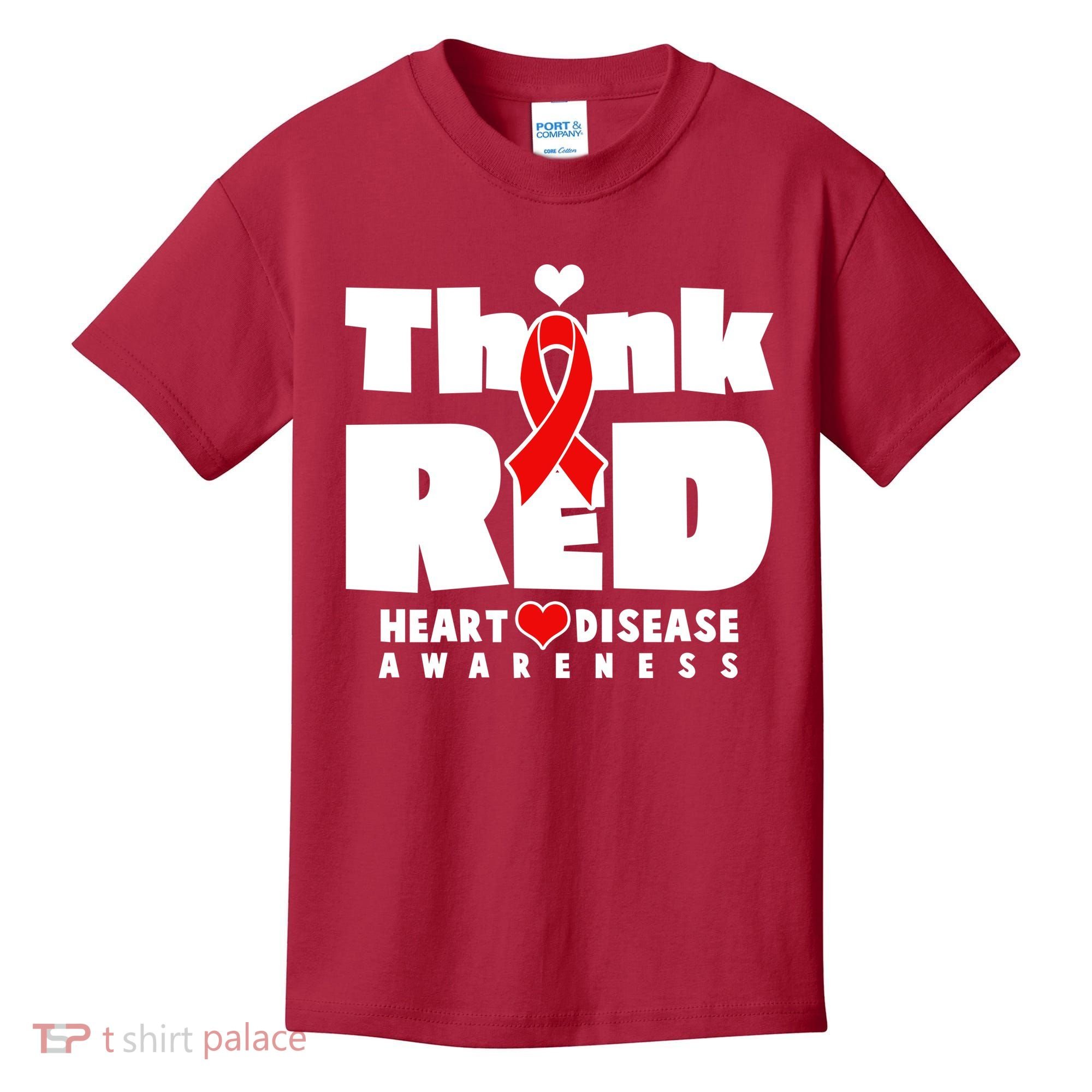 Think Red Heart Disease Awareness Kids T-Shirt