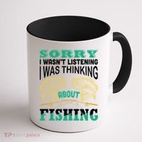 Thinking About Fishing Funny Coffee Mug thumb 1