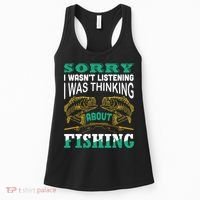 Thinking About Fishing Funny Women's Tank Top thumb 0